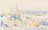 Heraklion, Crete by Walter Battiss, watercolour on card, offered May 2021