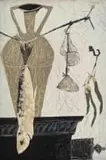 Cecily Sash, Fish with Garlic and Peppers, oil on board