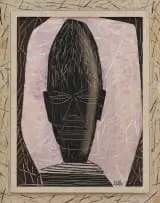 Cecily Sash, African Head, mixed media on board in artist's frame