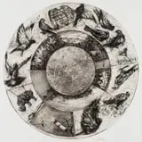 William Kentridge, Music Box Tondo, colour archival pigment print on Hahnemühle paper