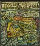 Alexis Preller, Angel Icon from the Magic Land, mixed media on card