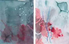Mongezi Ncaphayi, Abstract Composition, diptych, pastel, ink and gouache on paper