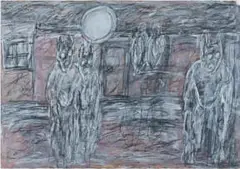 David Koloane, Township Dogs, acrylic, gouache and charcoal on paper
