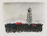 William Kentridge, Untitled Drawing for Mango Groove Music Video (Crowd and Megaphone), charcoal and pastel on paper