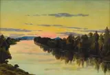 John Koenakeefe Mohl, An Evening on the Vaal River, near Vereeniging, oil on canvas laid down on wood