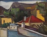 Wolf Kibel, The Red Roof, Cape Town, oil on canvas laid down on board
