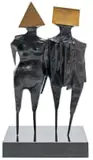 Lynn Chadwick, Walking Couple, Maquette I, 1974, bronze with a dark brown patina and polished faces