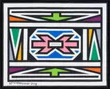 Ndebele Design IV by Esther Mahlangu, acrylic on canvas, sold May 2021