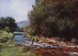 John Meyer, A Catch Downstream, 1997, acrylic on canvas