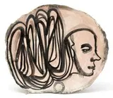 Ruan Hoffmann, Untitled (Profile), ceramic earthenware with coloured porcelain slip, underglaze and copper oxide
