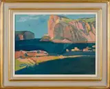 Josef Osser, Coastal Scene, oil on board