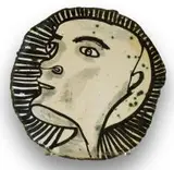 Ruan Hoffmann, Untitled (Head), ceramic earthenware with underglaze and copper oxide