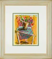 Kagiso Patrick Mautloa, Still Life with Flowers and Chair, collage and mixed media