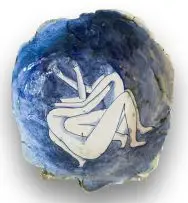 Lovers by Ruan Hoffmann, ceramic earthenware with coloured porcelain slip and underglaze, sold Feb 2020