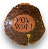 Ruan Hoffmann, You Won, ceramic earthenware with coloured porcelain slip, underglaze and gold lustre