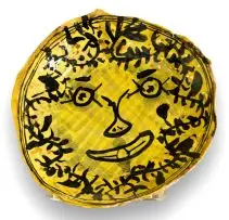 Green Man by Ruan Hoffmann, ceramic earthenware with coloured porcelain slip and underglaze, sold Feb 2020