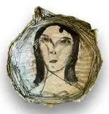 Ruan Hoffmann, Untitled (Portrait of a Woman), ceramic earthenware with coloured porcelain slip, copper oxide and underglaze