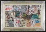 Figures and Animals by Nathaniel Ntwayakgosi Mokgosi, mixed media on paper, sold Feb 2020