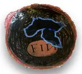 Ruan Hoffmann, Fin (The End), ceramic earthenware with coloured porcelain slip, underglaze and glass