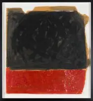 Themba Shibase, Abstract in Black and Red, ink on brown paper