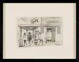 Sam Nhlengethwa, Café, charcoal on paper