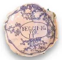 Begging for It by Ruan Hoffmann, ceramic earthenware with coloured porcelain slip and underglaze, sold Feb 2020