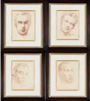 Aleksanders Klopcanovs, Portraits of Men, four, conté on sketchbook paper