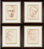 Aleksanders Klopcanovs, Portraits of Men, four, conté on sketchbook paper