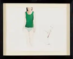 Tom Cullberg, Girl in Green Vest, watercolour