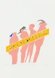 Walter Battiss, Four Excessive Females, colour screenprint and collage