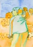 Robert Hodgins, Boy in Provence, watercolour on paper