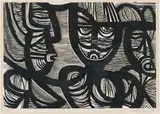 Cecil Skotnes, Three Faces, woodcut