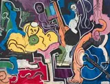 Eli Kobeli, The Musicians, oil on board