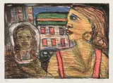 David Koloane, Mirror, colour lithograph