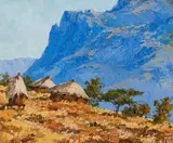Landscape with Huts by Otto Klar, oil on board, offered Oct 2019