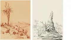 Arnfried Blatt, Landscape Studies, two, conté on card; charcoal on paper