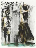Nelson Makamo, Two Figures, hand-coloured photolithograph