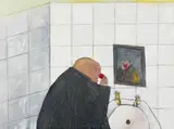 Furtively, in a Public Toilet ... by Robert Hodgins, oil on canvas, offered Oct 2019