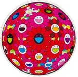 Flowerball (3D) – Red, Pink, Blue by Takashi Murakami, offset lithograph in colour on smooth wove paper, sold Oct 2019