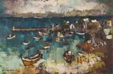 George Enslin, Harbour Scene, oil on canvas