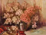 Frans Oerder, Still Life with Vase of Pink Flowers, oil on canvas