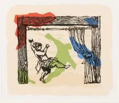 Proscenium Screen (aka Shadow Dancer) by William Kentridge, stone lithograph and screenprint, sold Oct 2019
