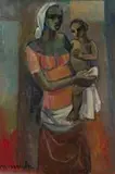 Mother and Child by Maurice van Essche, oil on canvas, offered Oct 2019