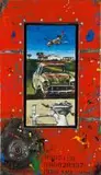 Willie Bester, Home Coming, oil on canvas laid down on board, painted metal and found objects