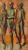 Gerard Sekoto, Three Nudes, oil on board