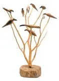 Johannes Maswanganyi, Birds in a Tree, carved and painted wood