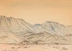Jacobus Hendrik Pierneef, Usakos, SWA (Namibia), watercolour and pencil on card