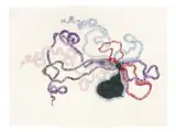 Nicholas Hlobo, Umphokoqo, 2008, ribbon and rubber on Fabriano paper