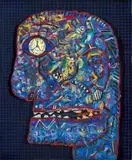 Norman Catherine, Head Hunter, mixed media on board