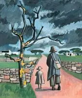 Peter Clarke, The Red Road, gouache on paper